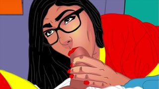 Mia Khalifa’s perfect bubble booty cartoon parody blowjobs and wet ass pussy – full vid in Red